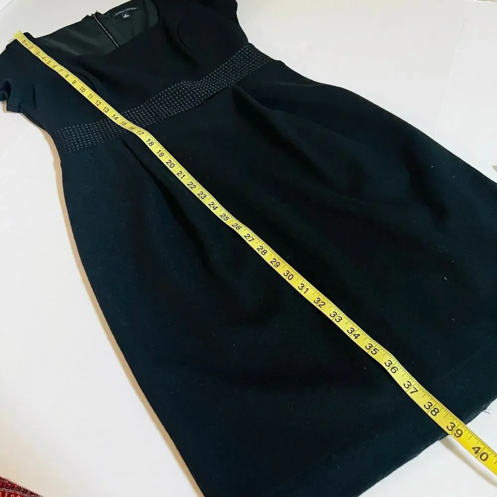 Banana Republic Black Wool Square Neck Short Sleeve Dress Size 6